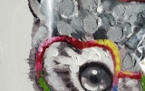 Фрагмент картины Котёнок, яркие цвета, крупные мазки