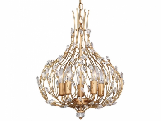 Большая золотая люстра Favourite Batun c пятью лампочками в стиле прованс