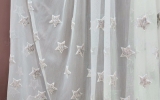 Ткань для штор с объемной вышивкой розовыми звездами